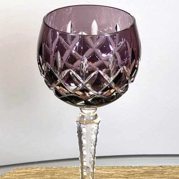 NEW AJKA ARABELLA SET 4 Cut Crystal Wine Goblets Stem Glass HUNGARY Hand Made - Picture 6 of 10